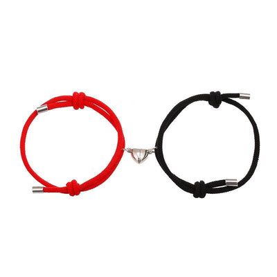 Magnet Attracts Couple Bracelet Heart Charm Jewelry Hand Woven Rope Handmade Bracelets With Mutual Attraction Magnetic Bells Friendship Rope Jewelry Bracelets