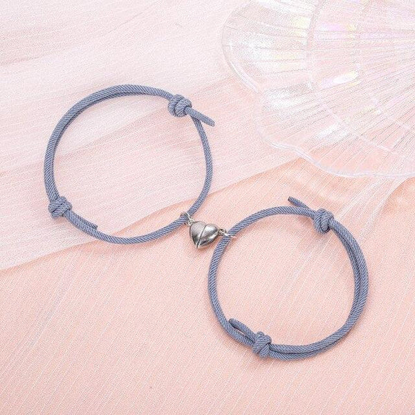 Magnetic Simple Matching Bracelets For Couples Silver Alloy Magnet Charm Adjustable Trendy Red Rope Couples Bracelets Vows Of Eternal Love Adjustable Jewelry Gifts Set