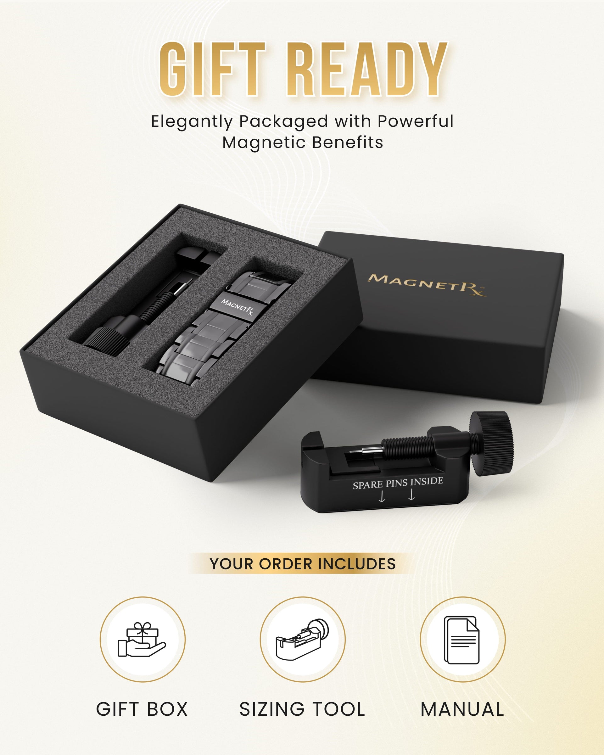 3x Strength Titanium Magnetic Bracelet for Men (Gunmetal)