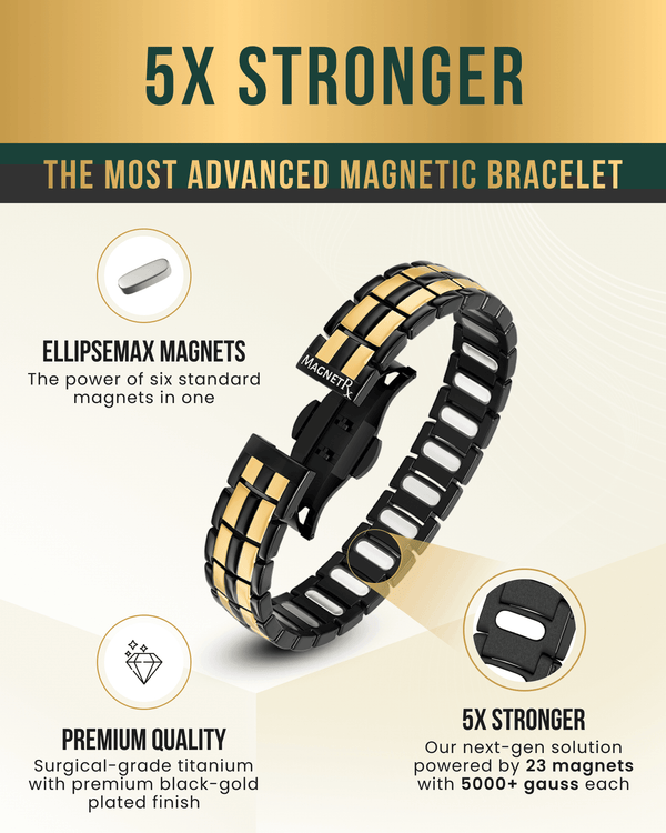EllipseMAX Magnetic Bracelet for Men (Black & Gold)