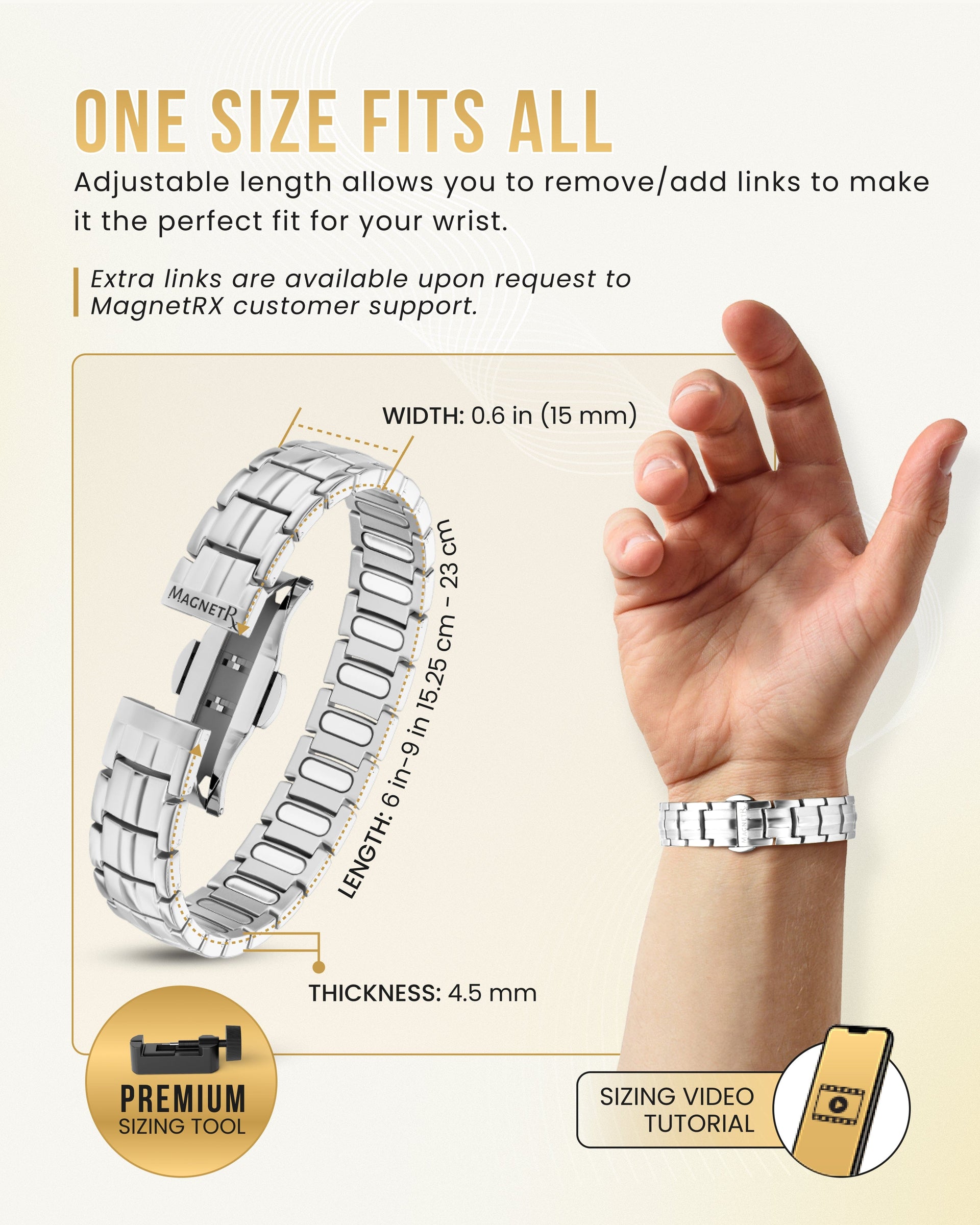 EllipseMAX Magnetic Bracelet for Men (Silver)
