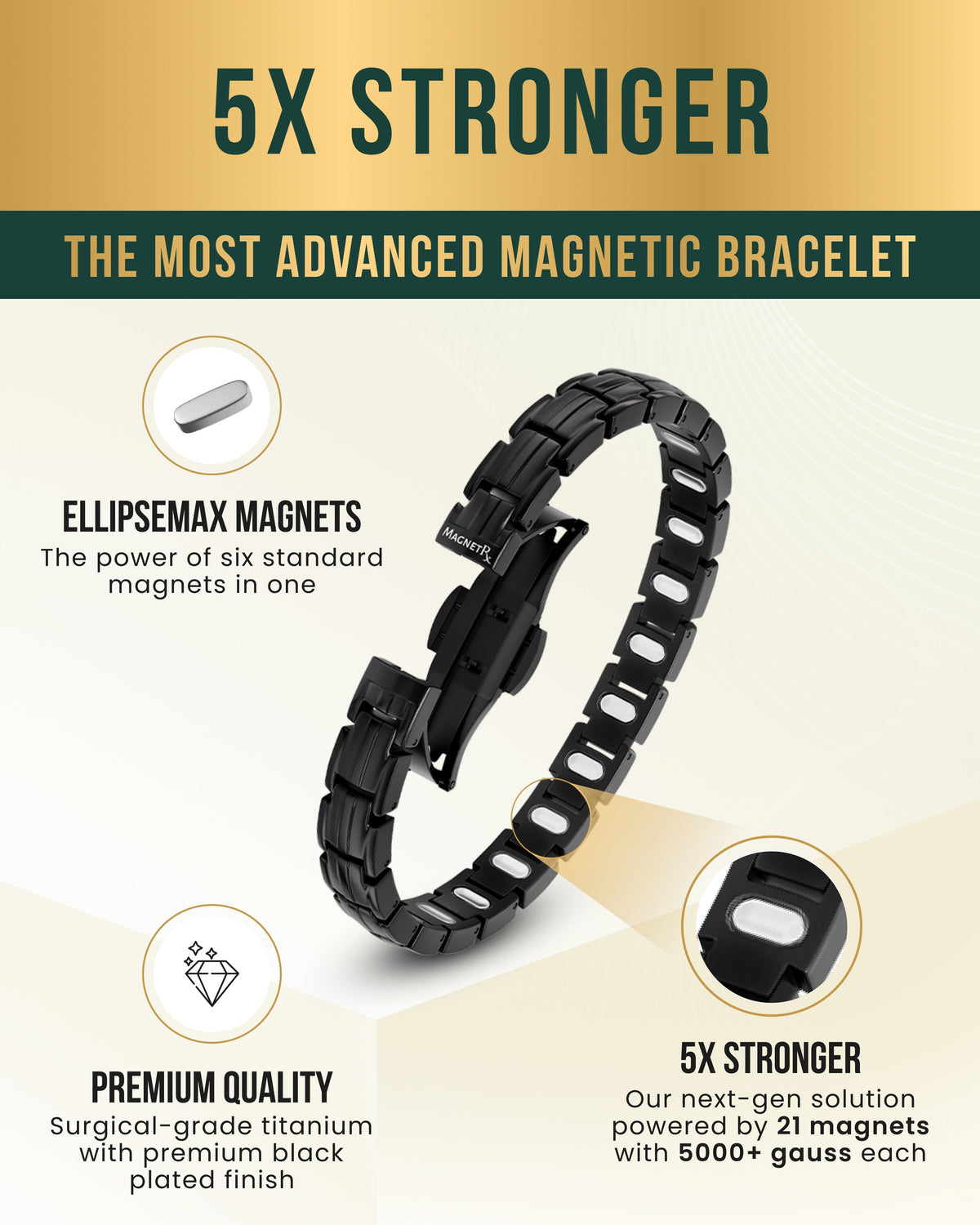 EllipseMAX Magnetic Bracelet for Women (Black)