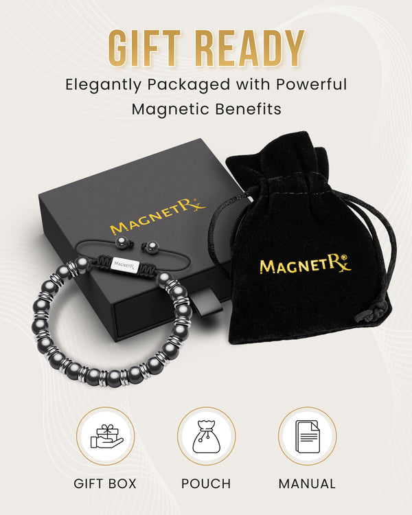 High Power Magnetic Hematite Bracelet Silver Titan