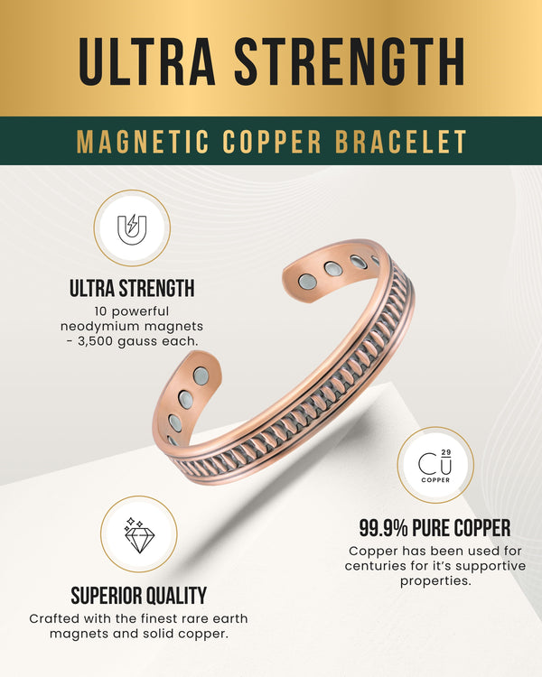 Stamped Native Magnetic Copper Bracelet Cuff for Men