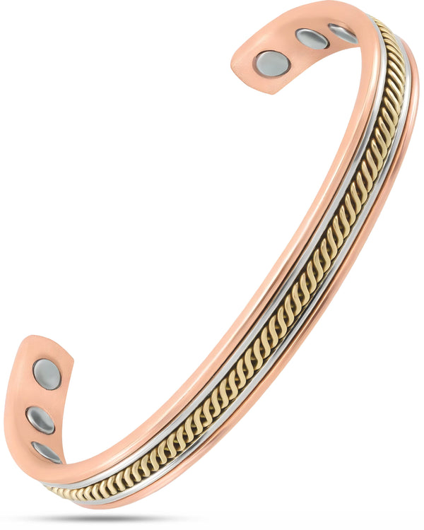 Women’s Twisted Inlay Copper Magnetic Therapy Bracelet Bangle