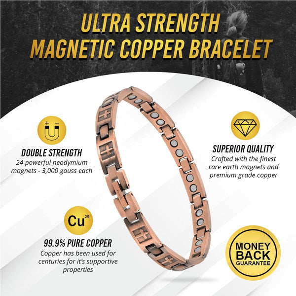 Women’s Ultra Strength Pure Copper Magnetic Bracelet (Cross)