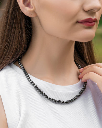 Magnetic Hematite Necklace (6mm Round Beads)