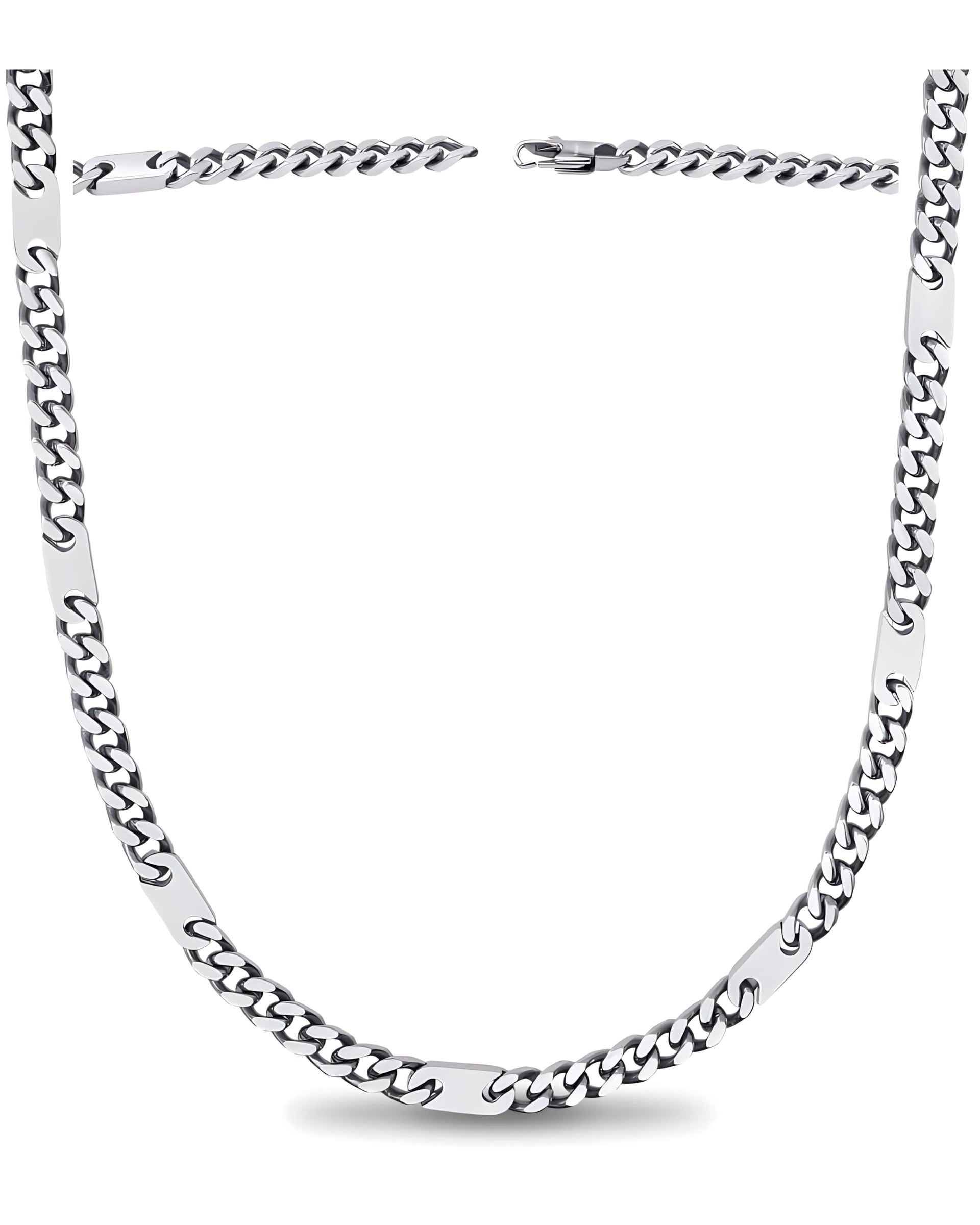 Magnetic Therapy Necklace Stainless Steel Curb Chain