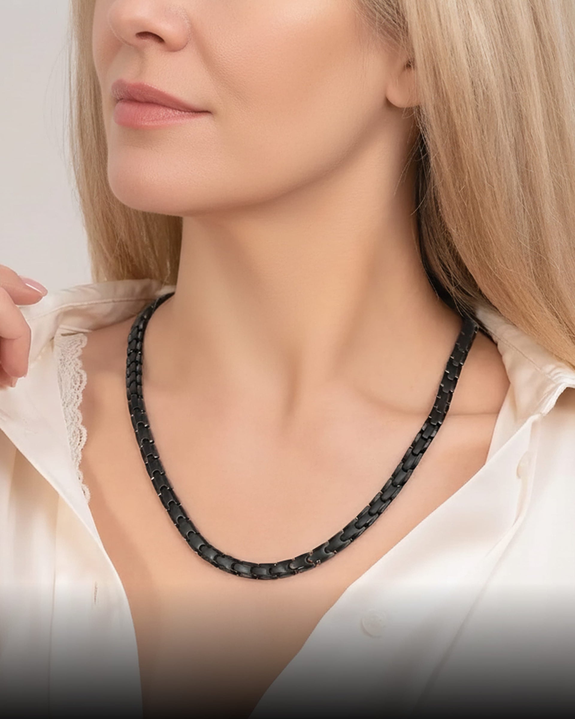 Powerful Black Titanium Magnetic Therapy Necklace