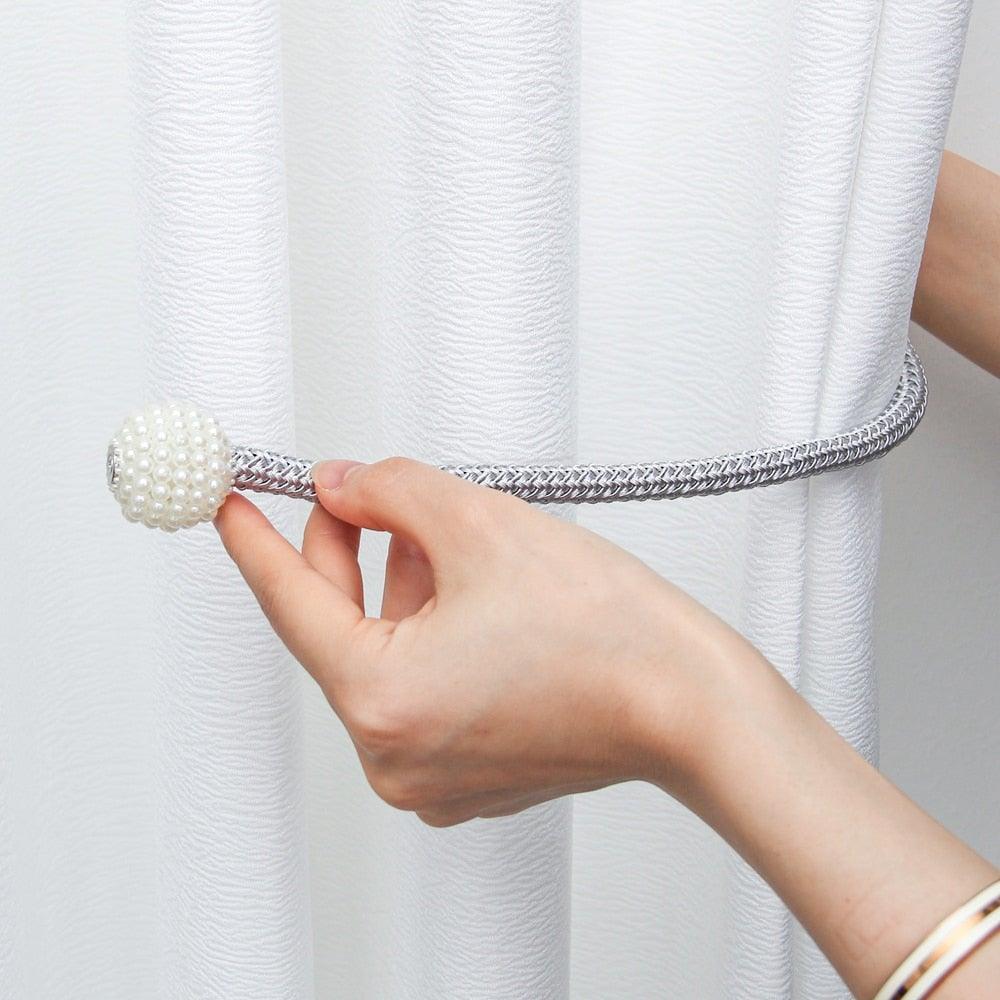 Magnets Curtains Clamps Curtain Holder Pompom Tieback Magnetic Clips Hanging Balls Tie Back Home Decoration Accessories Magnetic Curtain Tiebacks European Style Decorative Curtain Drape Tie With Strong Magnetic For Home And Office Decoration