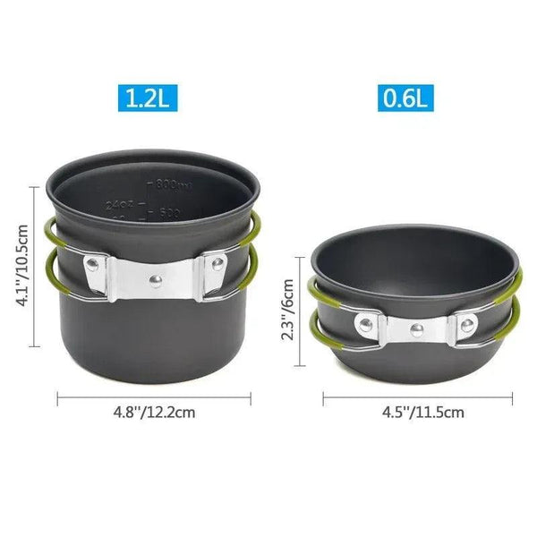 Camping Cookware Mess Kit with Mini Stove,Lightweight Pot Tank Bracket - Gifts for You 'n Me