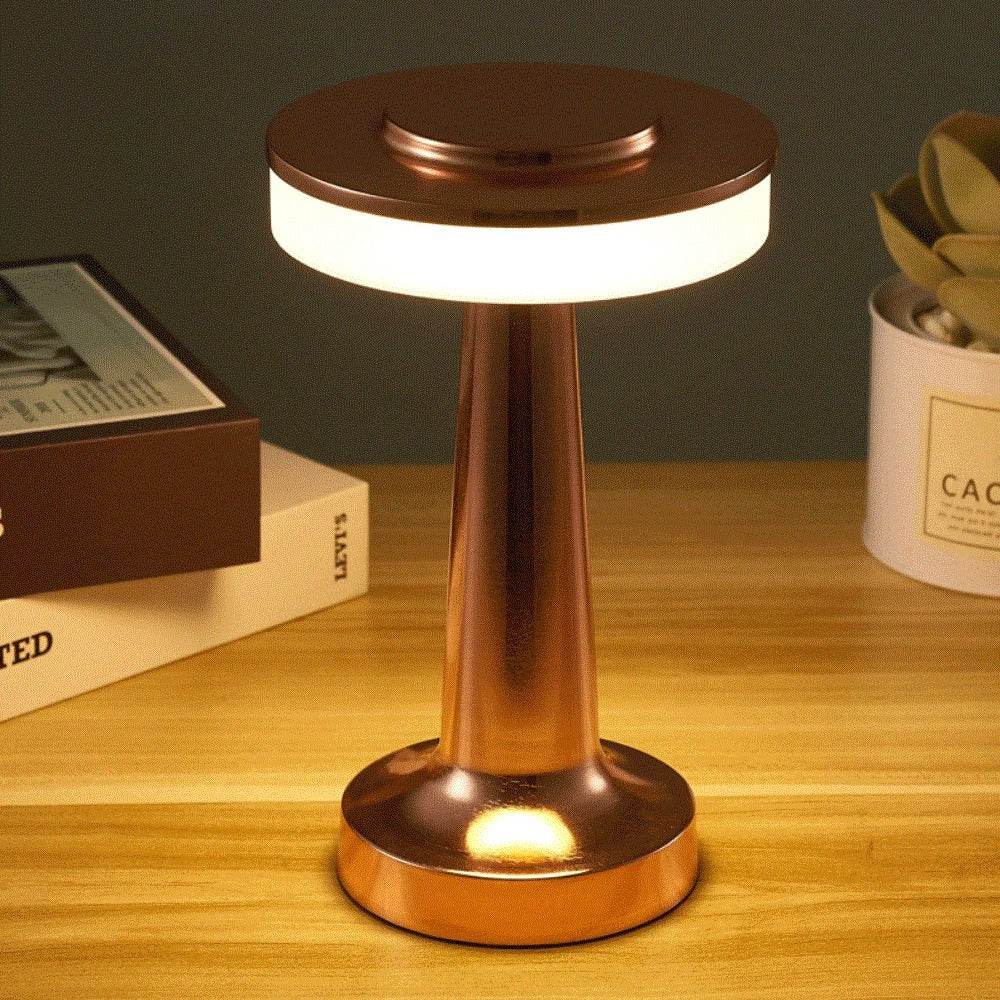 Retro USB Rechargeable LED Table Lamp – Dimmable Night Light for Bedroom, Bar, or Camping – Vintage Ambient Lighting