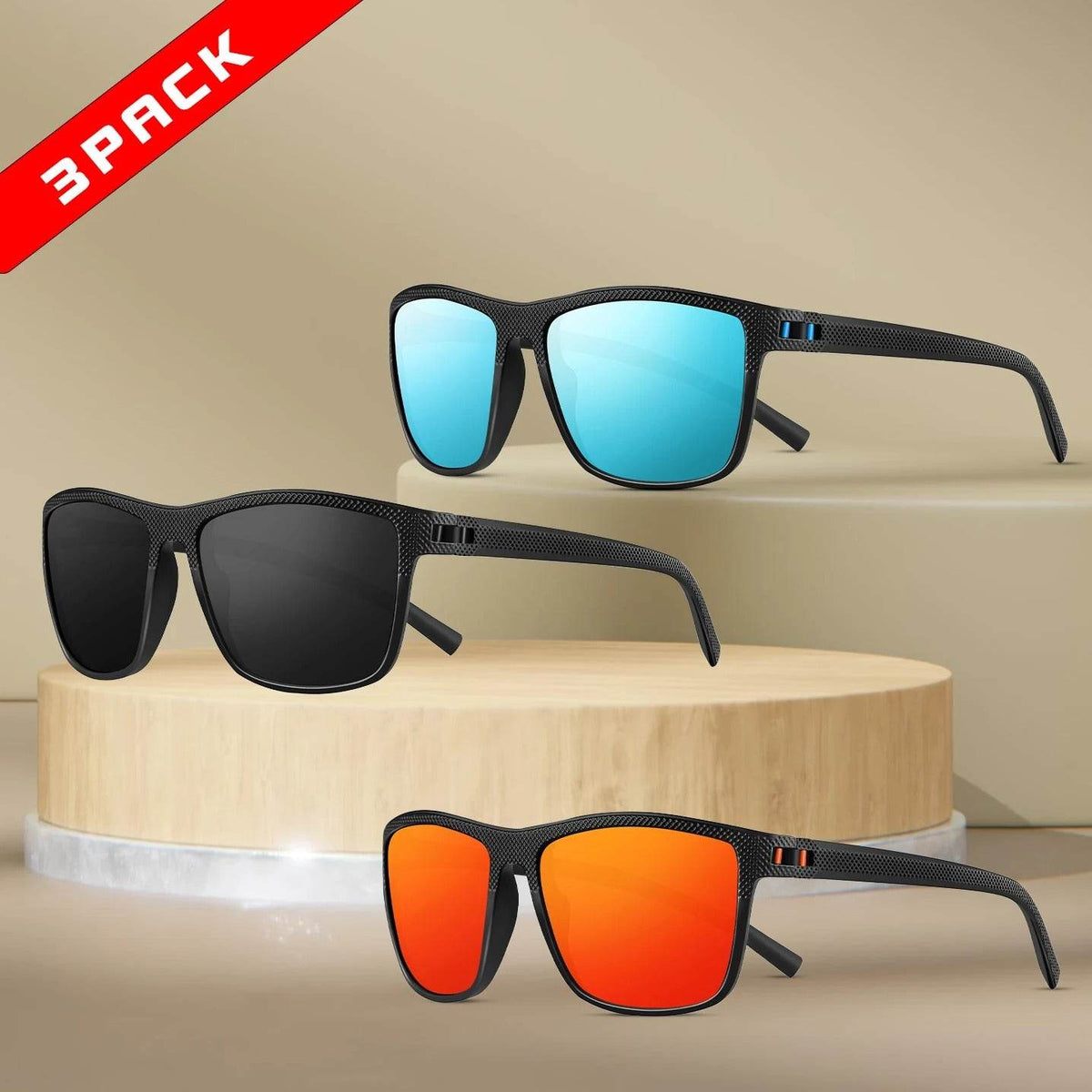 3-Pack Polarized Sunglasses – UV400 Anti-Glare Shades for Men & Women