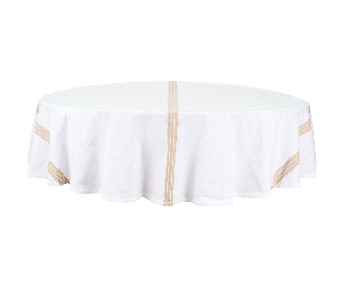 Round Tablecloth 63 inch - Striped Cotton Tablecloth