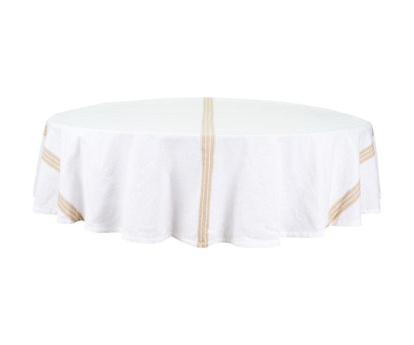 Round Tablecloth 63 inch - Striped Cotton Tablecloth