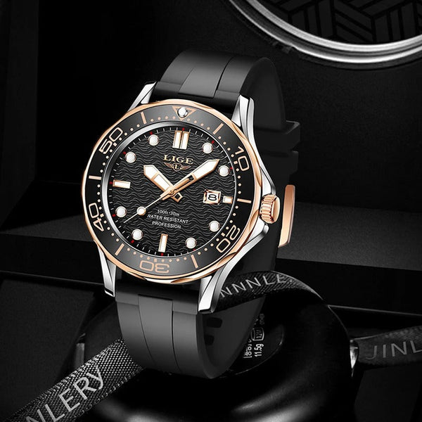 Black Multifunctional Sport Men Watches Luxury Quartz Watches Fashion Chronograph Stylish Elegant Comfortable Watch For Men
