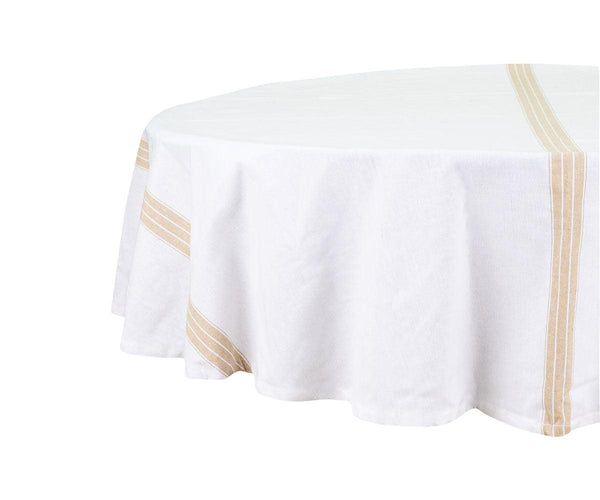 Round Tablecloth 63 inch - Striped Cotton Tablecloth