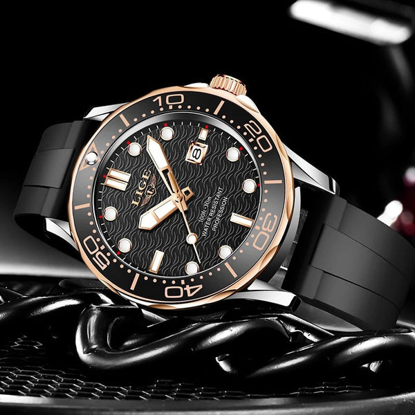 Black Multifunctional Sport Men Watches Luxury Quartz Watches Fashion Chronograph Stylish Elegant Comfortable Watch For Men