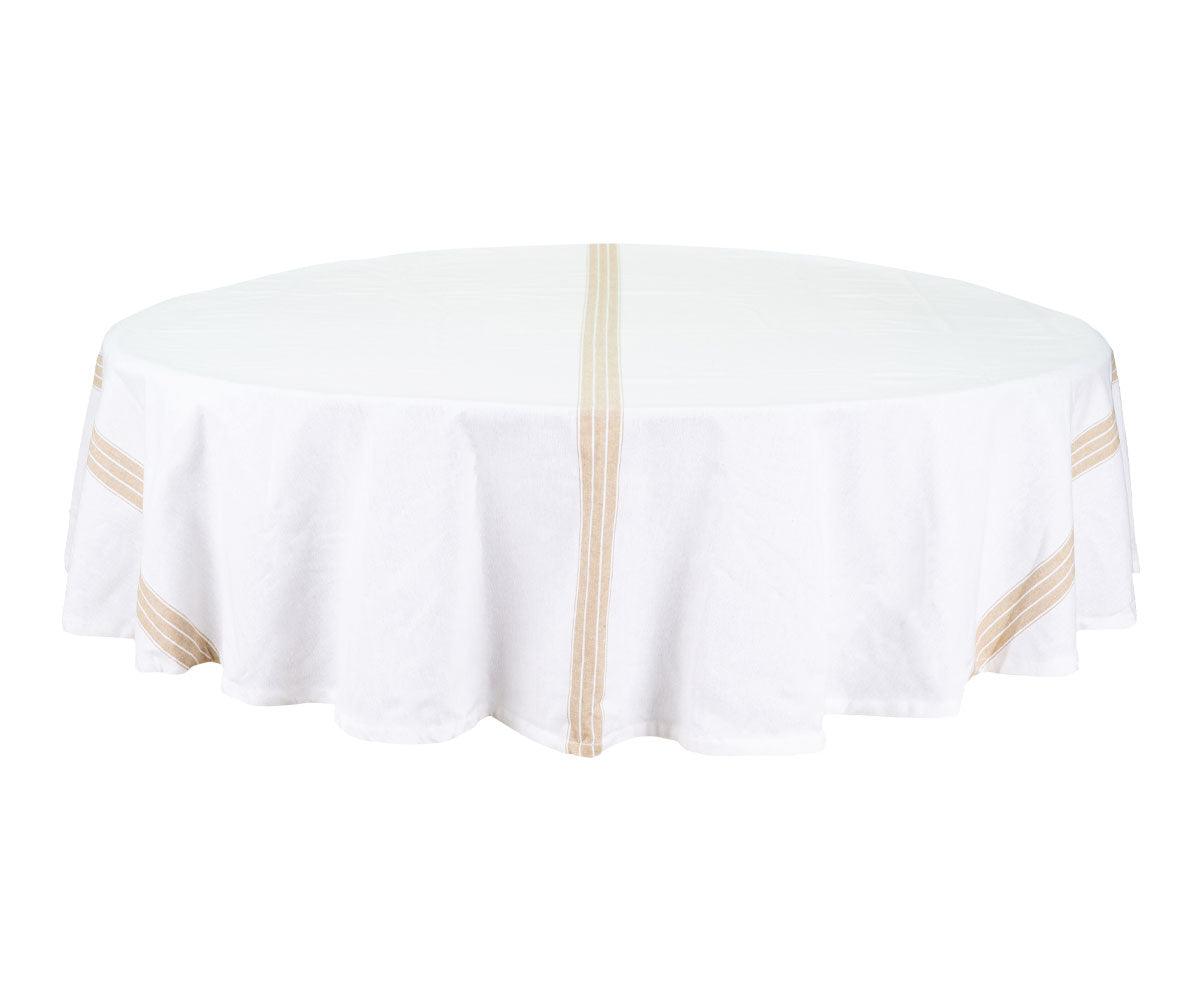 Round Tablecloth 63 inch - Striped Cotton Tablecloth