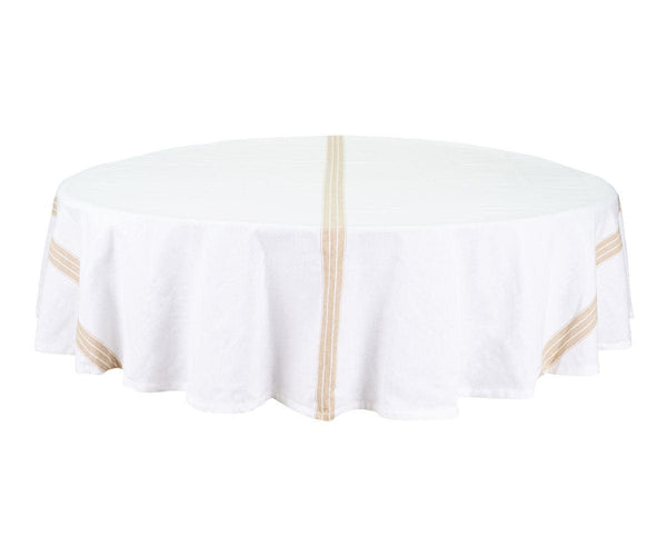 Round Tablecloth 63 inch - Striped Cotton Tablecloth