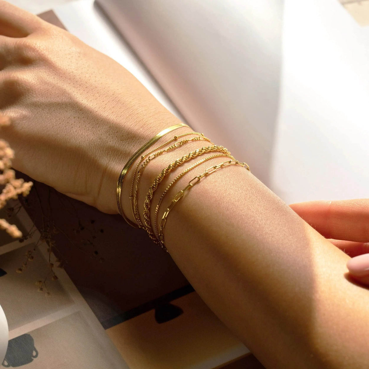6Pcs Gold Boho Bracelet Set for Women – Vintage Cuban Chain Jewelry Gift