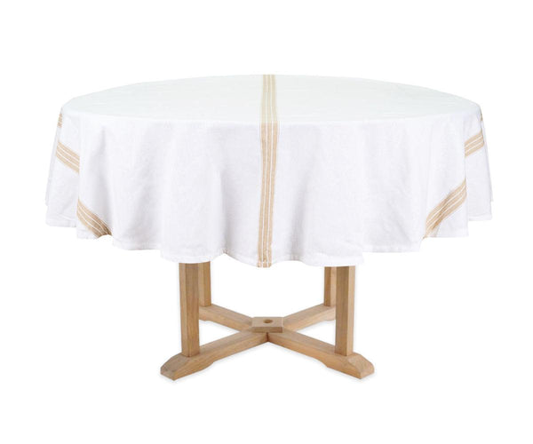 Round Tablecloth 63 inch - Striped Cotton Tablecloth