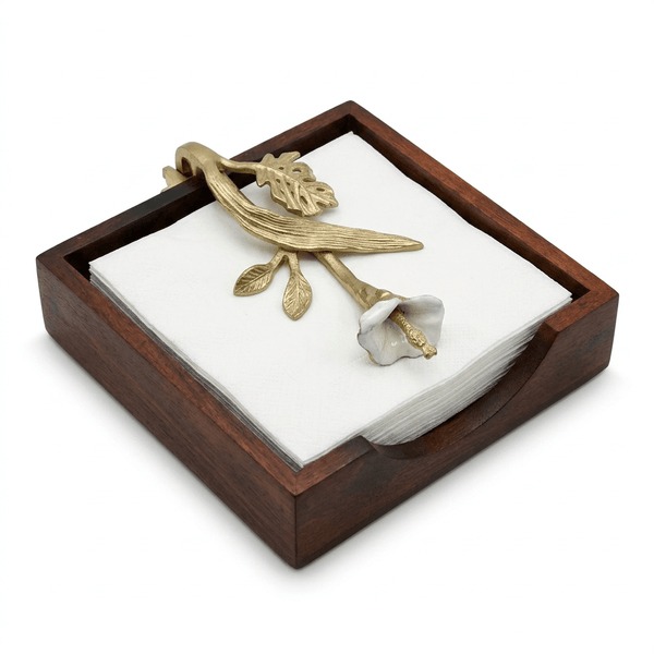 Wooden Napkin Holder – Gold Finish Ornament