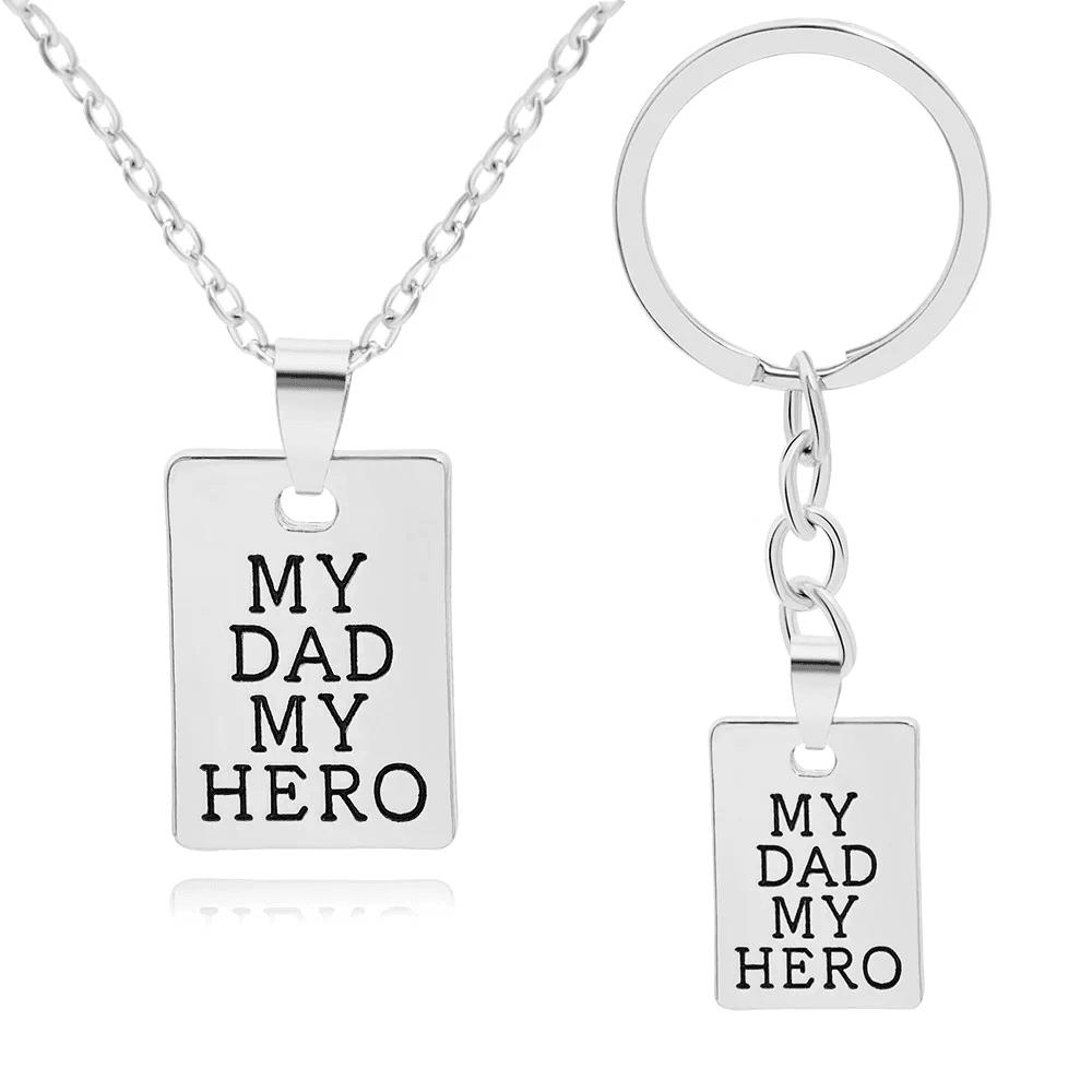 My Dad My Hero Keychain Necklace – Safe Driving Family Gift