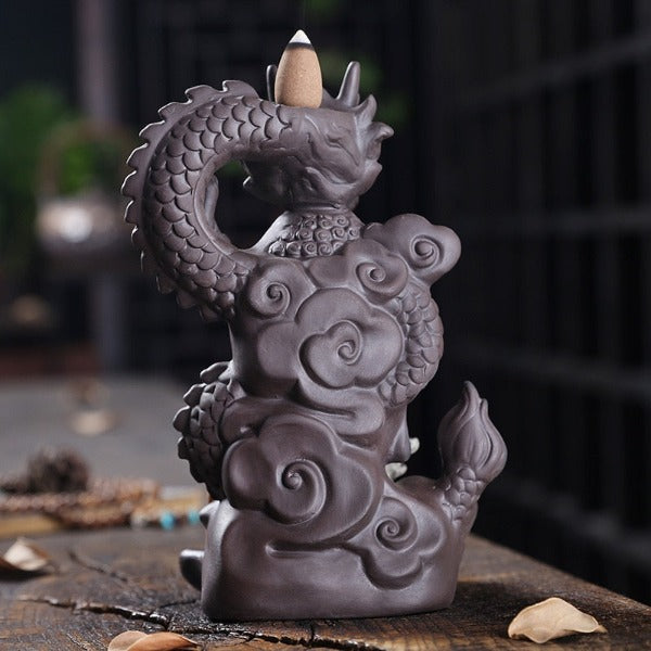 Head Of Buddha Backflow Incense Burner With Dragon