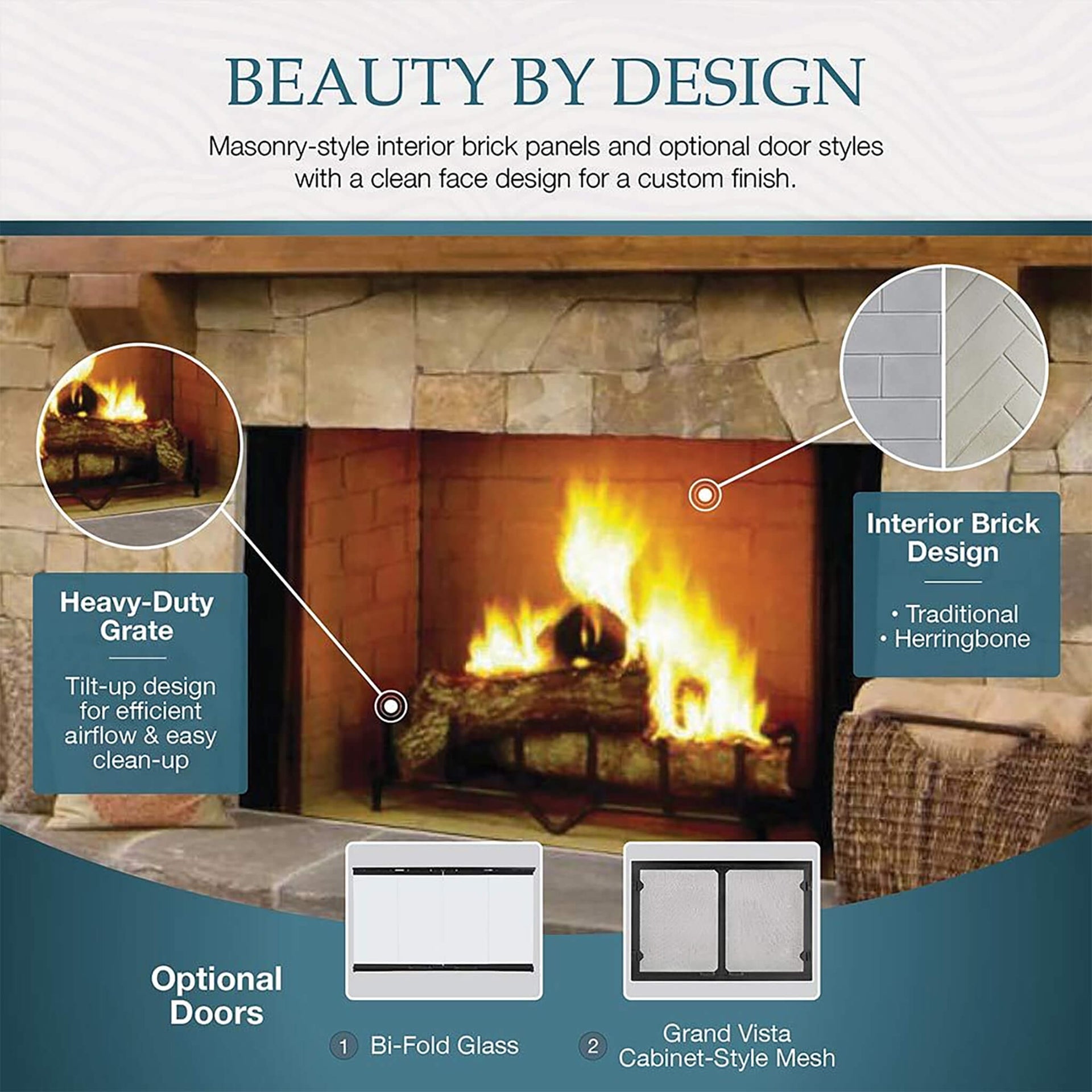 Majestic Biltmore 50-Inch Herringbone Pattern Open Wood-Burning Fireplace [SB100HB] (SAK62529)