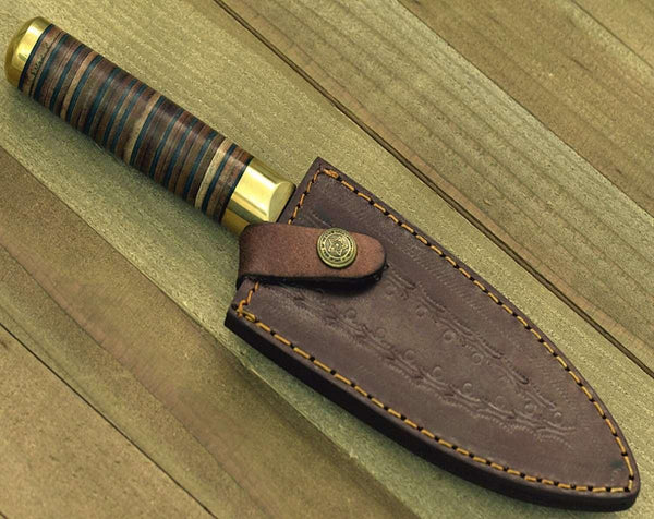 Majestic Chef's Knife with Stacked Leather Handle - Gifts for You 'n Me
