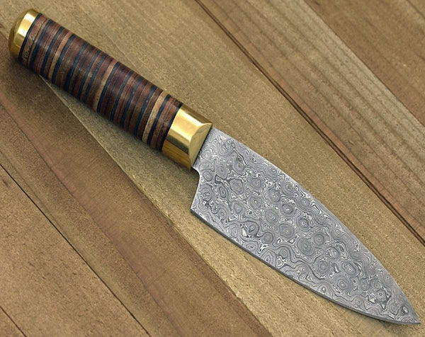 Majestic Chef's Knife with Stacked Leather Handle - Gifts for You 'n Me
