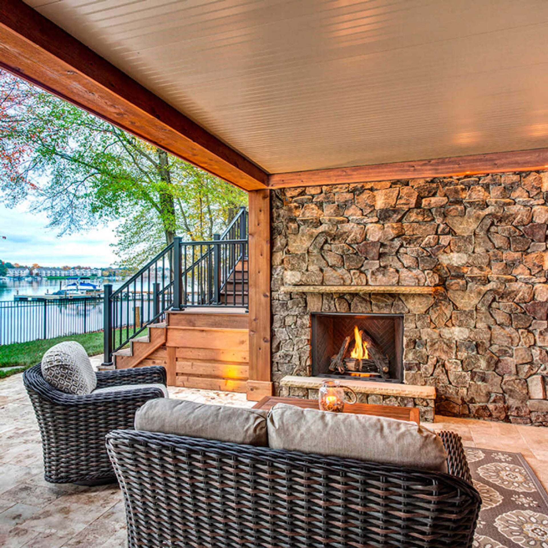 Majestic Traditional Stacked Brick Courtyard Outdoor Gas Fireplace [ODCOUG-36/42SSL] (SAK95813)