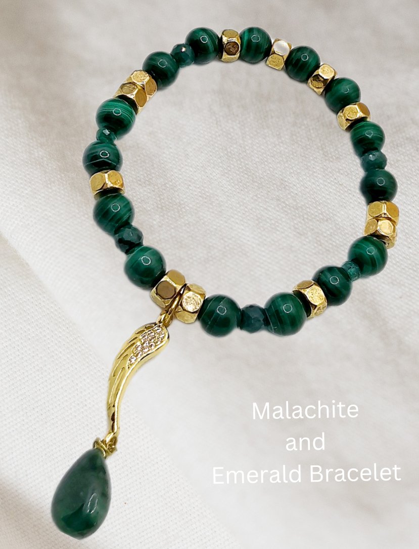 Malachite and Emerald Bracelet