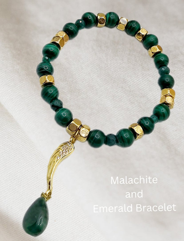 Malachite and Emerald Bracelet