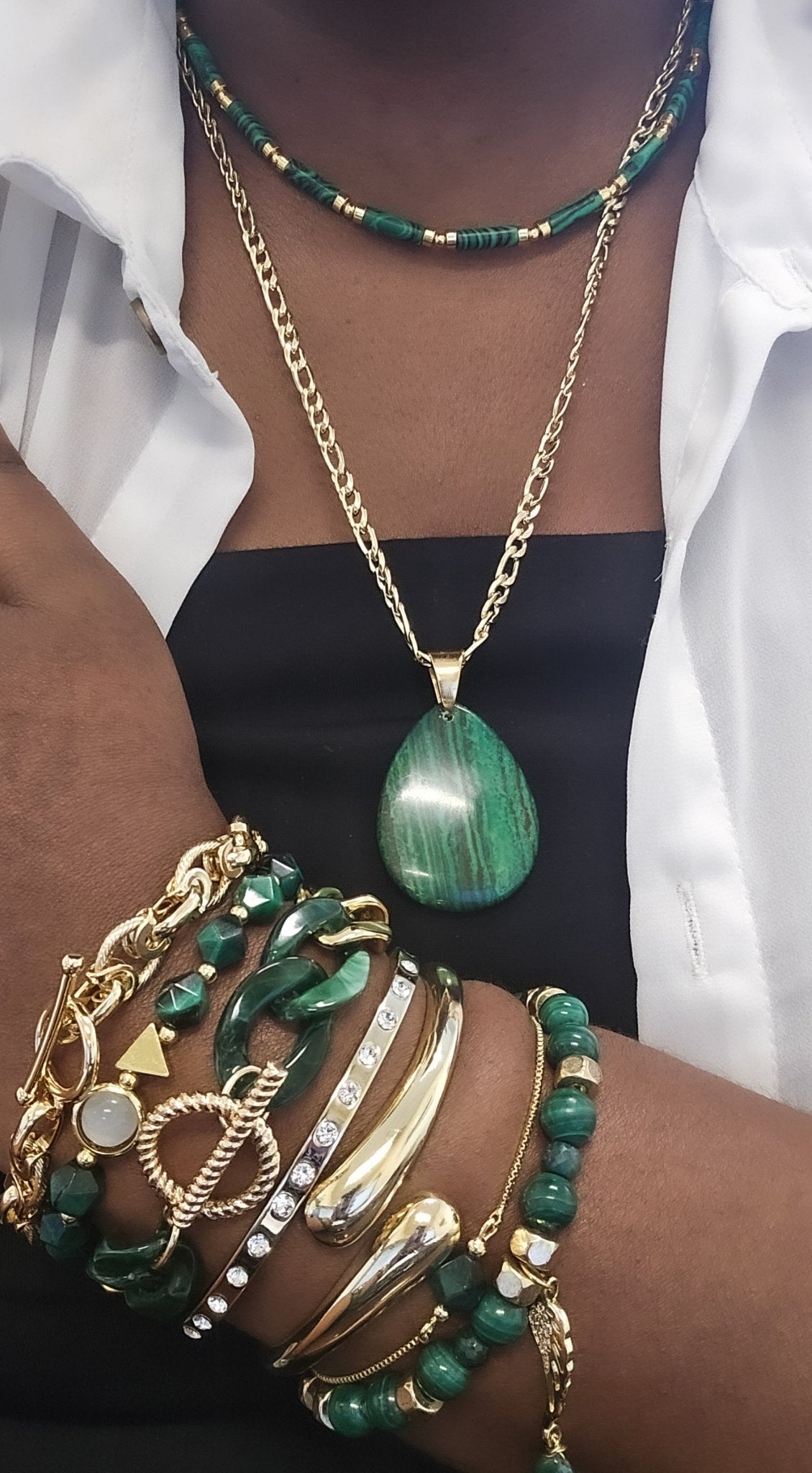 Malachite and Emerald Bracelet