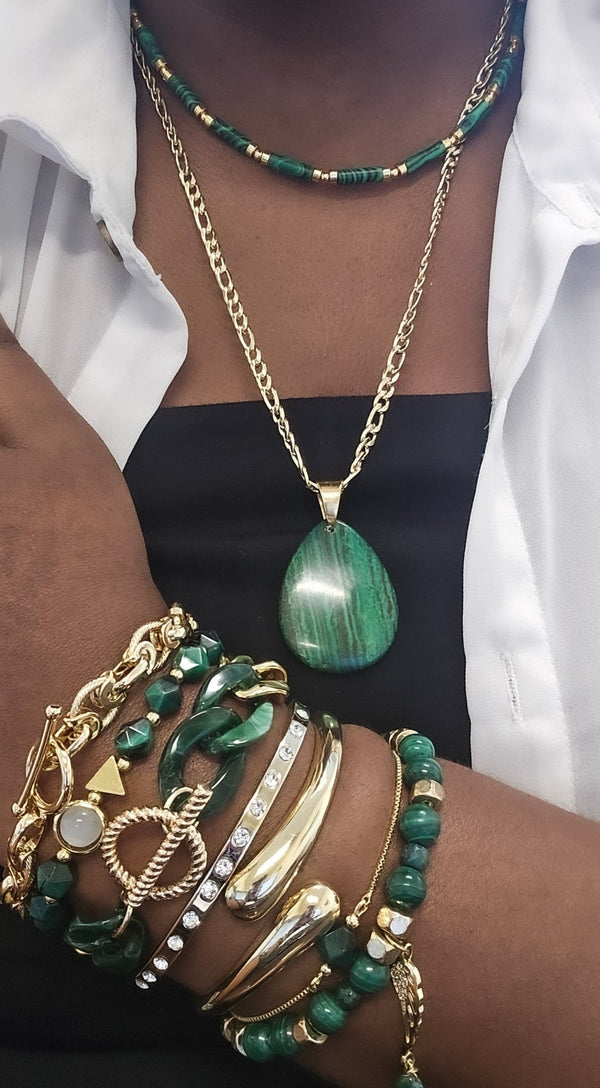 Malachite and Emerald Bracelet
