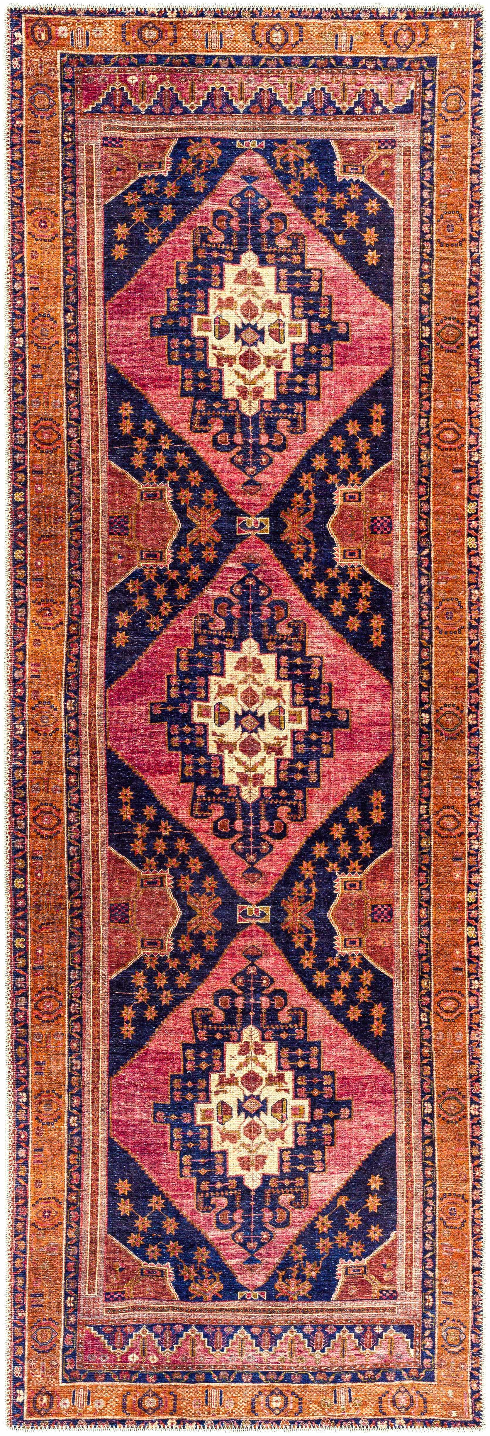 Malamote Vintage Flat Pile Washable Rug