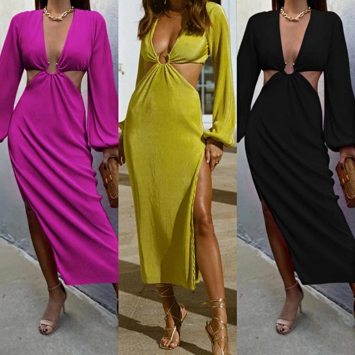 Autumn Fashion Pressed Pleated Waistless Women's Dresses