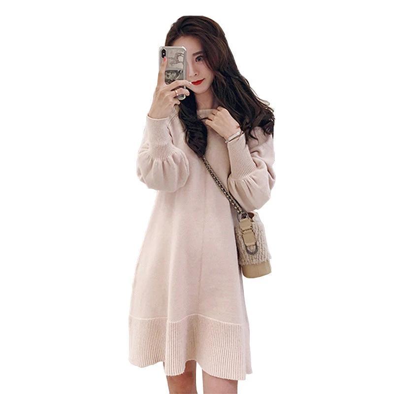 French style orange sweater skirt for fall and winter