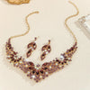 High Profile And Generous Crystal Necklace And Earrings Suite - Gold
