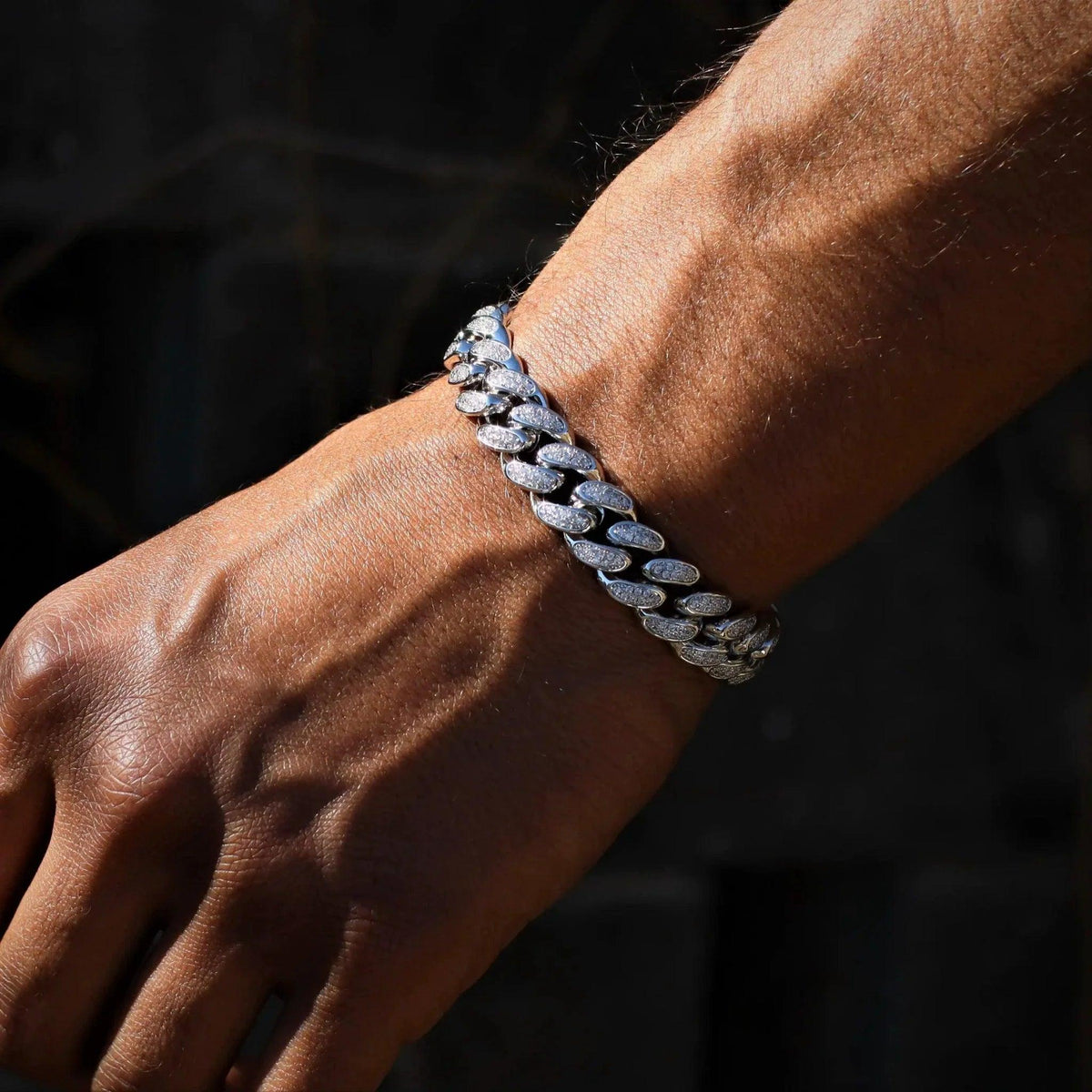 12mm White Gold Diamond Cuban Link Bracelet