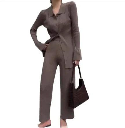 Chic Knit Collared Ensemble