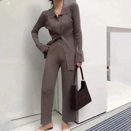 Chic Knit Collared Ensemble