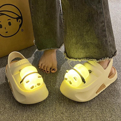 Mandotos Panda Lamp Light Up Slippers Sandals For Women EVA Comfort Non Slip Sole Summer