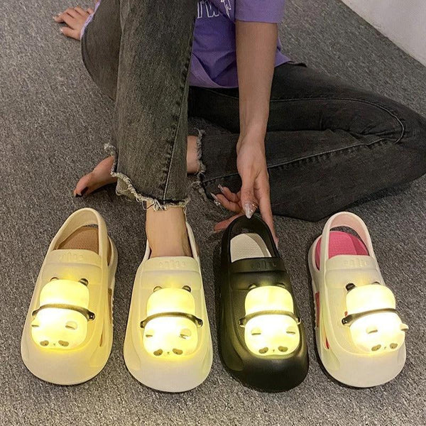 Mandotos Panda Lamp Light Up Slippers Sandals For Women EVA Comfort Non Slip Sole Summer