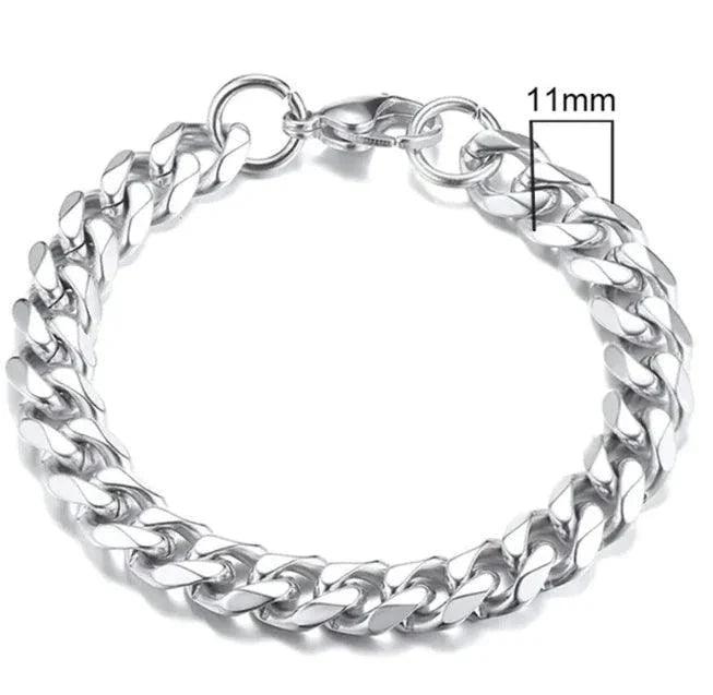 Gold-Tone Stainless Steel Cuban Bracelet 3-11mm