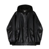 Men's Hooded Leather Jackets - Black / M