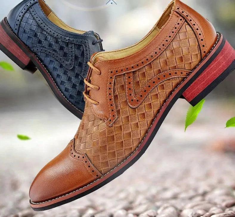 Men's Pointed Leather Dress Shoes - Korean Style Fashion