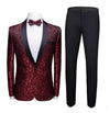 Men's Wedding Suit Set - Formal Dress Suit - Claret / 165 94B(S)